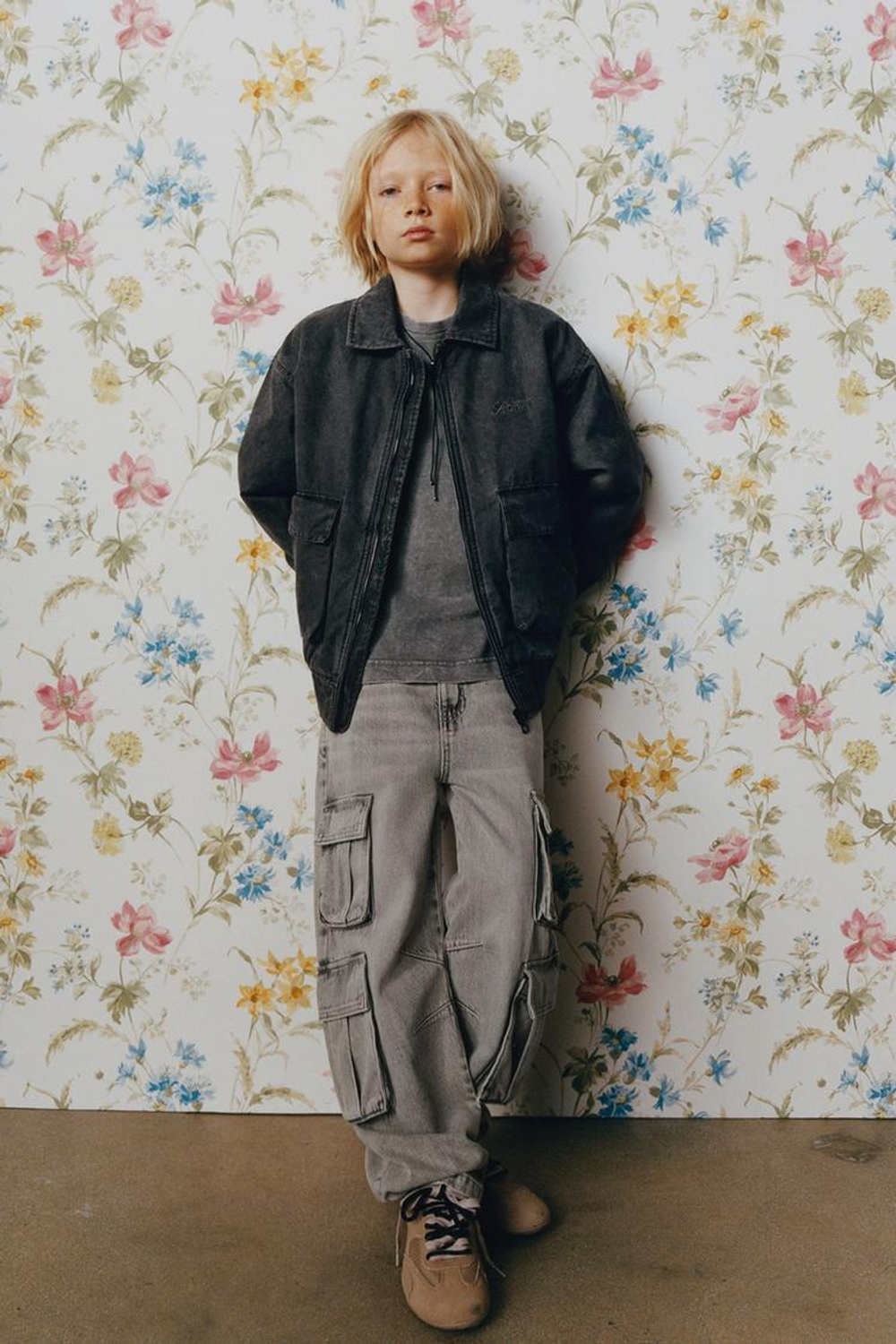 ZARA КУРТКА-БОМБЕР С ПОТЕРТЫМ ЭФФЕКТОМ, СЕРЫЙ