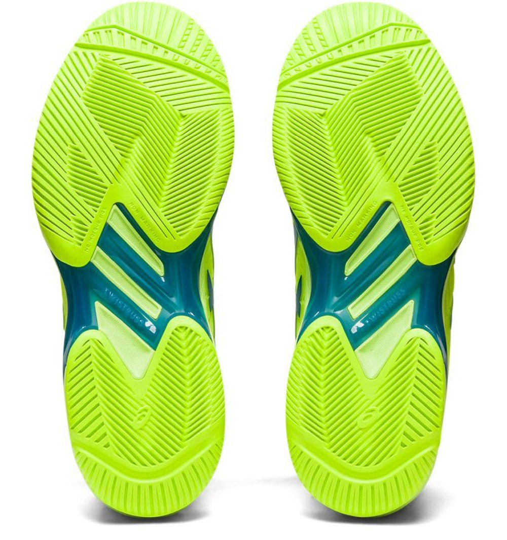 Женские теннисные кроссовки Asics Solution Speed FF 2 - hazard green/reborn blue - Green