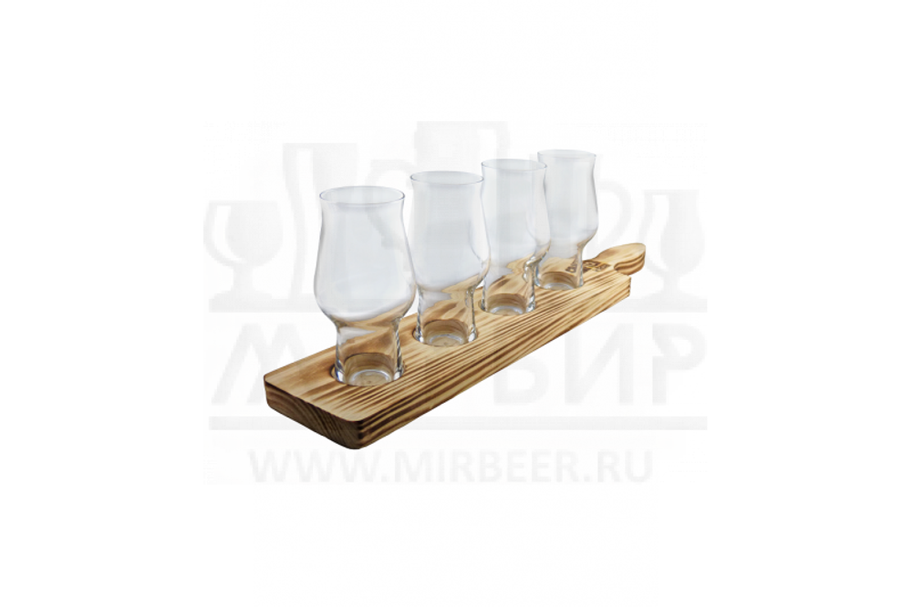 Сувенирный дегустационный набор 4 бокала Craft Master One + деревянный поднос