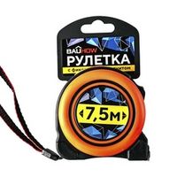 Рулетка 7 м 25 мм обрезиненный корпус, с фиксатором и магнитом BAUHOW