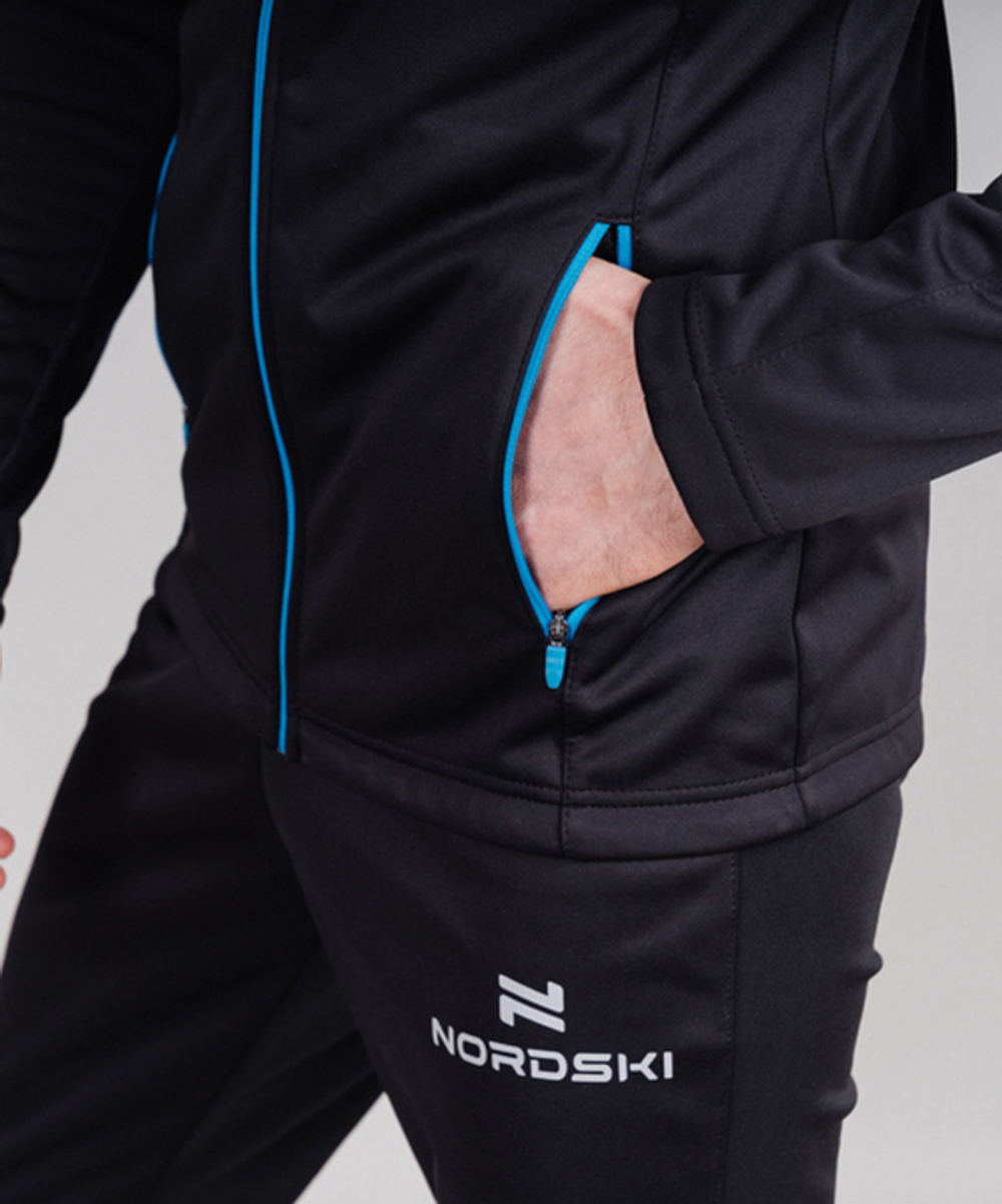 Куртка разминочная NORDSKI BASE Black/Blue, мужская, NSM810170