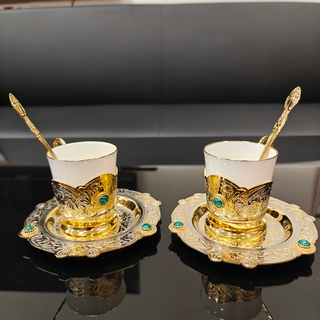Кофейный набор на 2 персоны "Малахит" (Златоустовская гравюра)