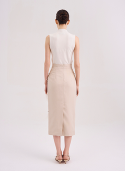 Юбка базовая с перьями бежевая