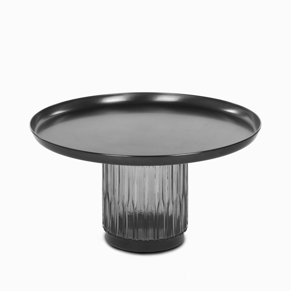 Кофейный столик Vaso Color диаметр 70 стекло закалённое, сталь, темно-серый
