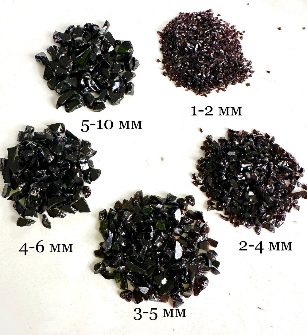 Стеклянная крошка Чёрная. Микс фракций.