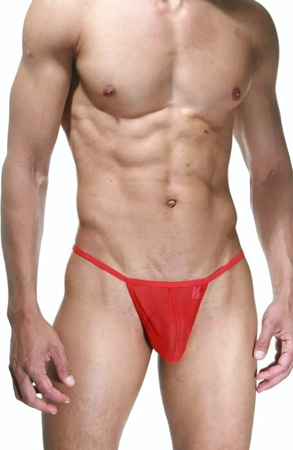 Мужские трусы-стринги с декором (Размер: S-M) (Цвет: красный)
