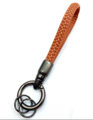 Брелок для ключей Кожа Хлястик (декор плетенка) X105-A-BR коричневый
