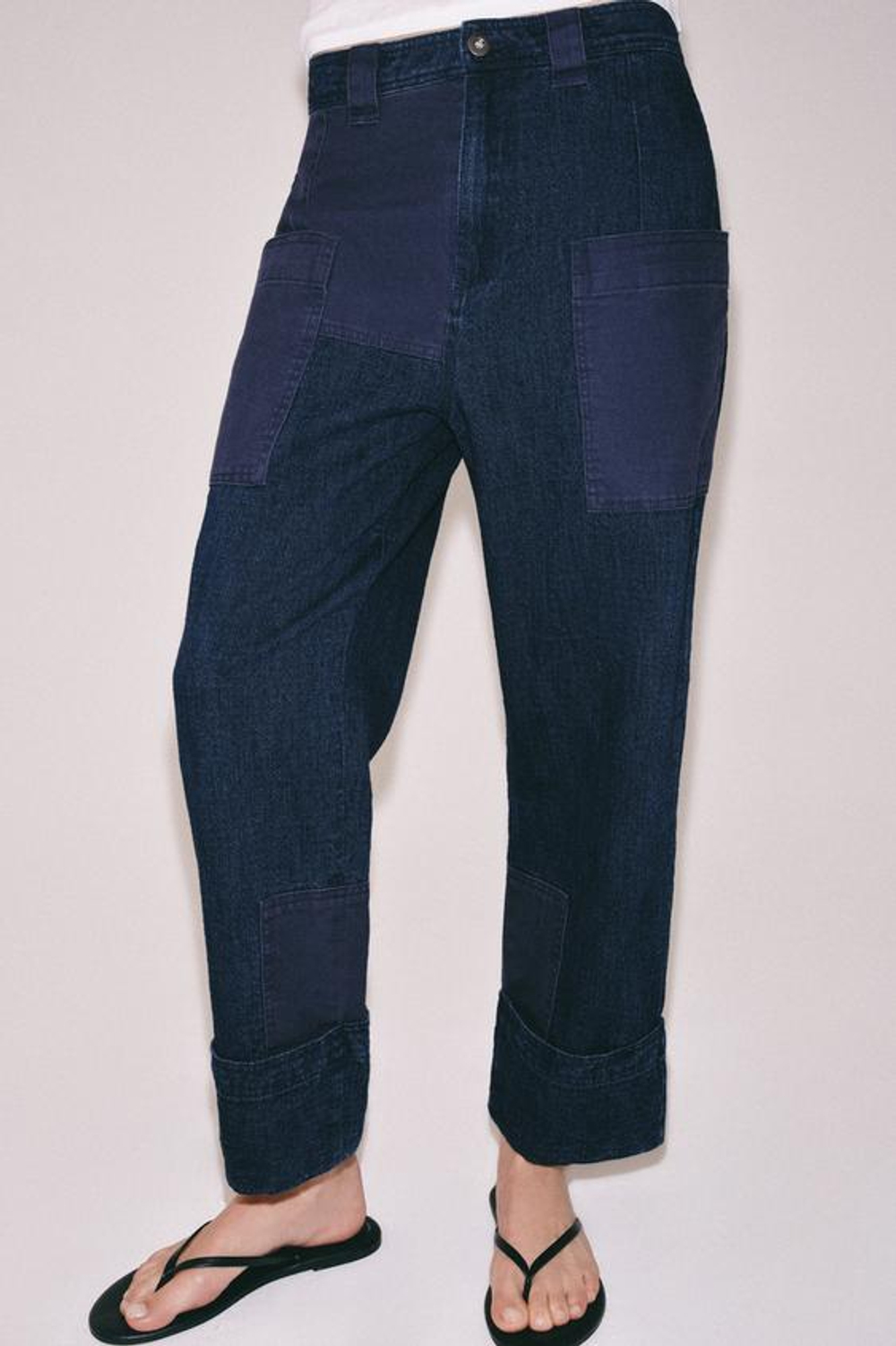 ZARA БРЮКИ С КОМБИНИРОВАННЫМИ КАРМАНАМИ — ZW COLLECTION, СИНИЙ