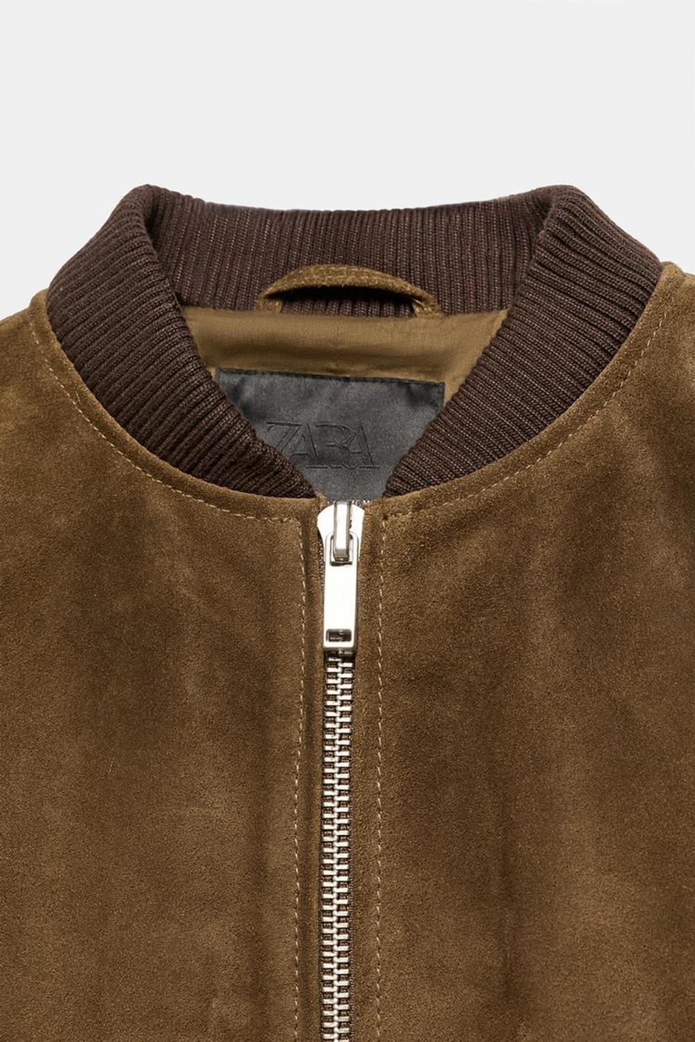 ZARA БОМБЕР ИЗ 100% ЗАМШИ — LIMITED EDITION, ZW COLLECTION, ТЕМНЫЙ ХАКИ