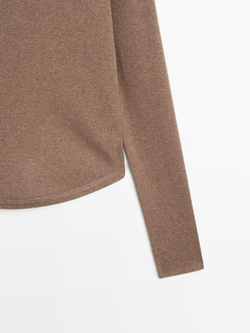 Massimo Dutti Футболка с закругленными краями и длинными рукавами, норка