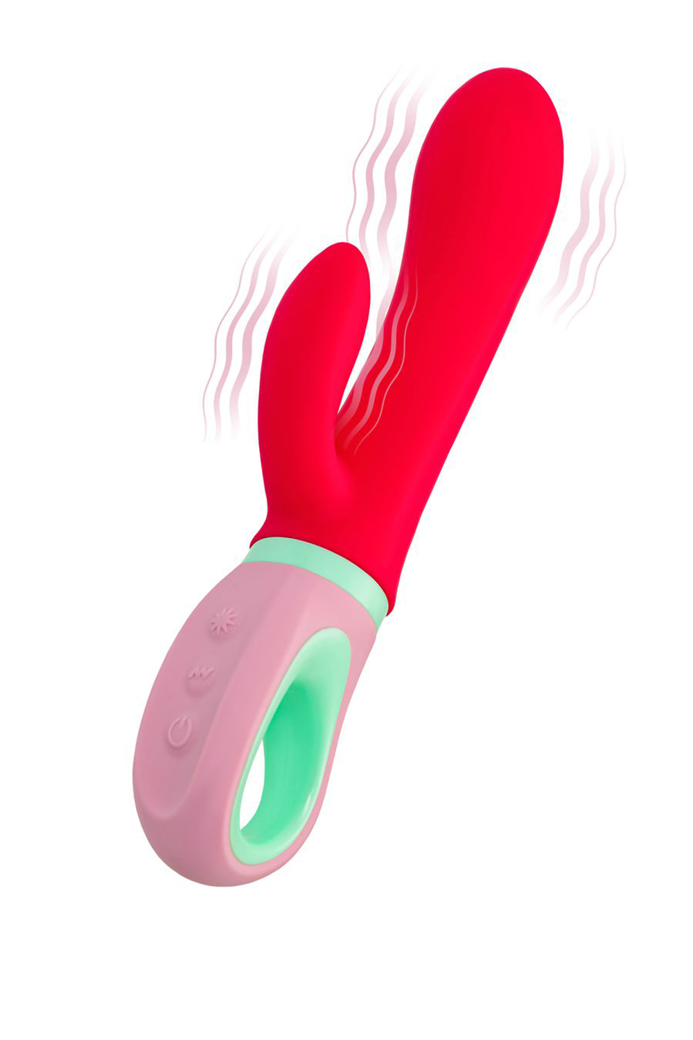 Вибратор с клиторальным стимулятором Flovetta PETUNIA, силикон, красный, 19 см