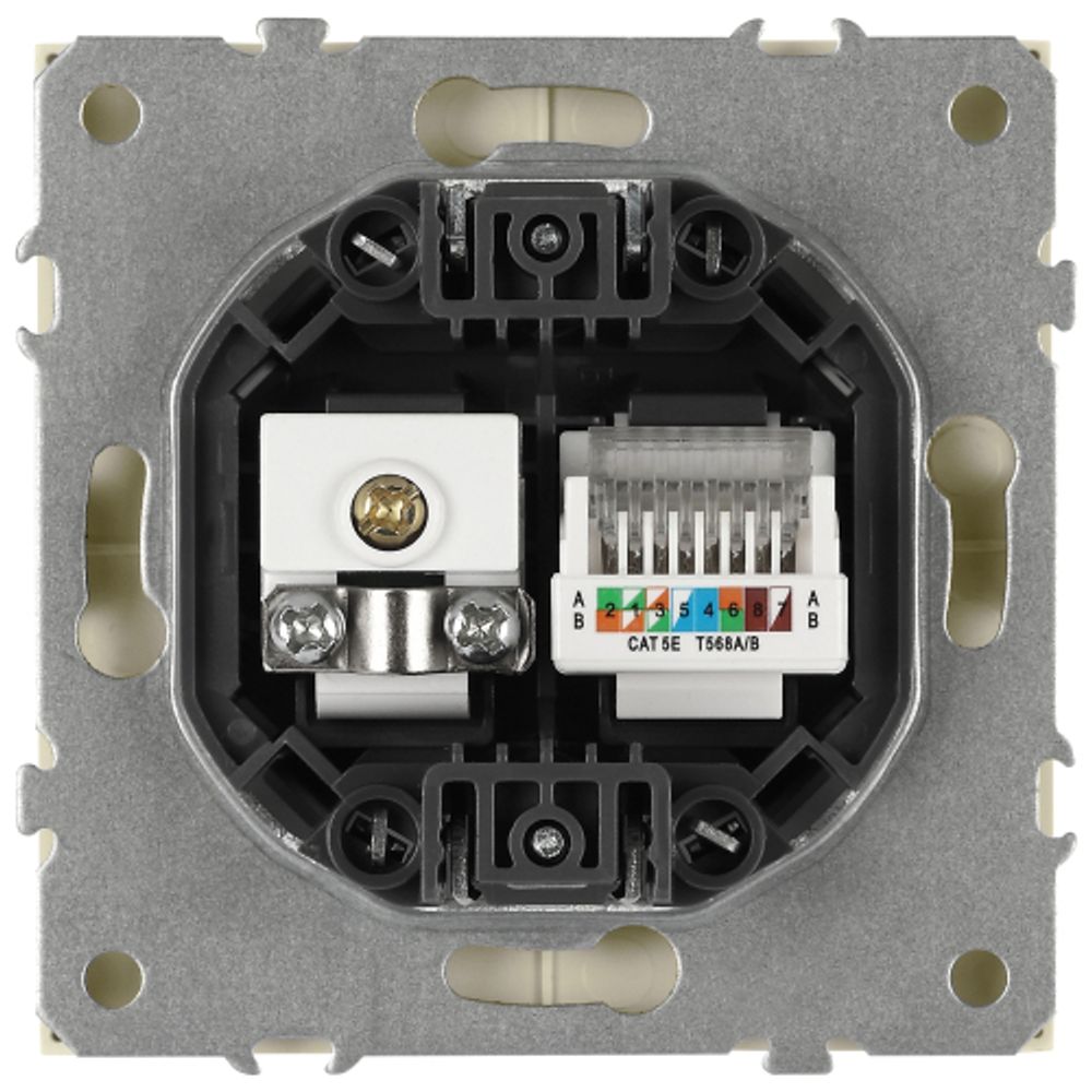 Розетка ЭРА Galaxy 15-3110-02 комбинированная RJ45+TV IP20 слоновая кость | Эра Galaxy