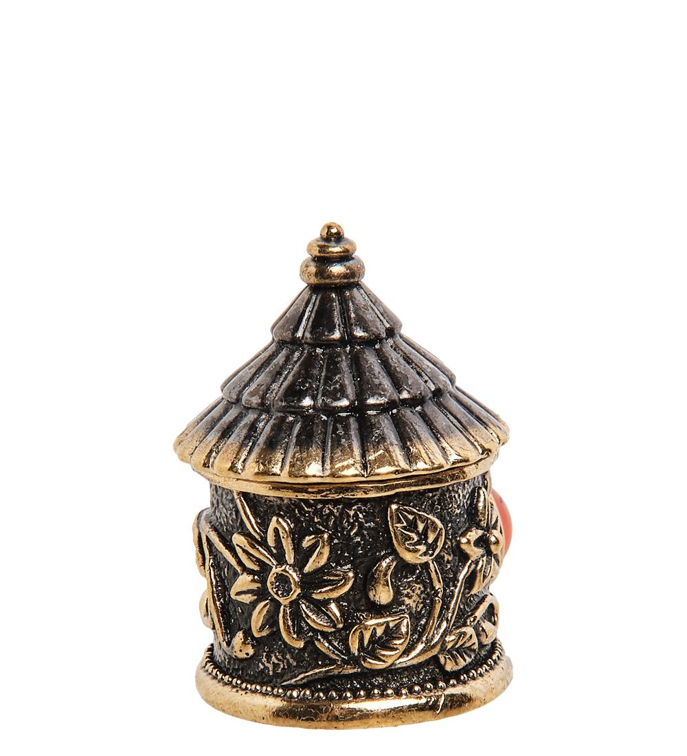 AM-1429 Наперсток «Цветочный домик» с магнитом (латунь, янтарь)