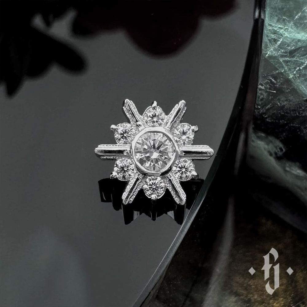 Накрутка &quot;Stella&quot; - Белое золото - White CZ