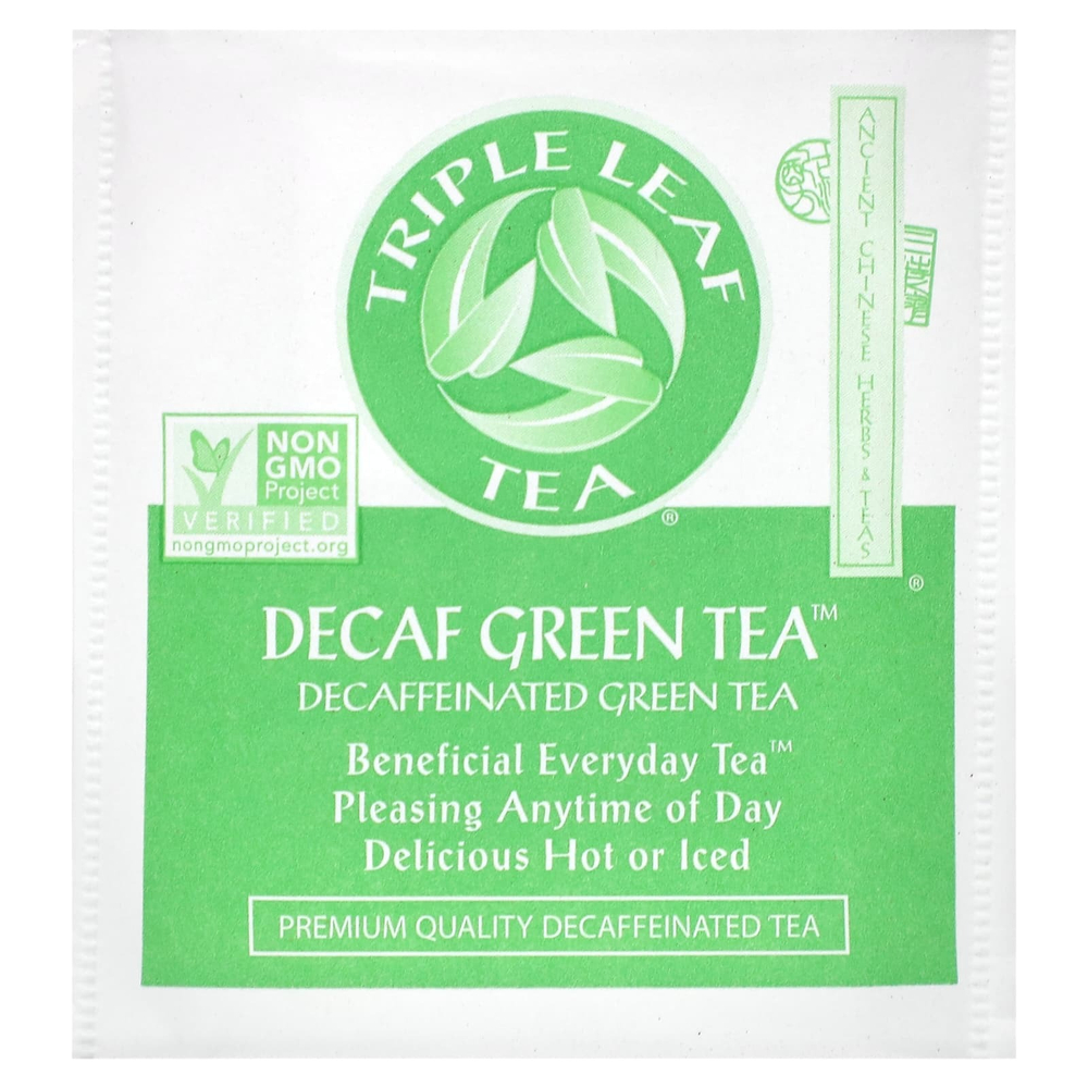 Triple Leaf Tea, зеленый чай без кофеина, 20 чайных пакетиков, 38 г (1,34 унции)
