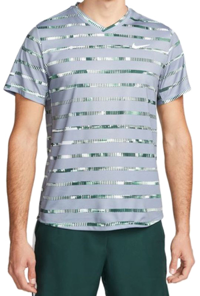 Футболка мужская теннисная Nike Court Dri-Fit Striped Victory Top M - ashen slate/white