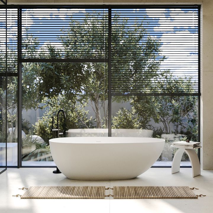 Ванна из искусственного камня ABBER Stein AS9611NM-1.7 белая матовая