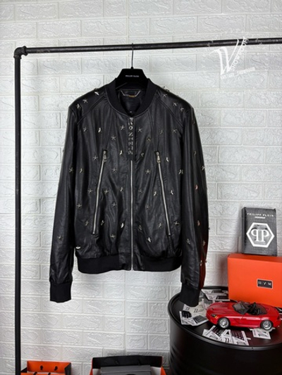 Кожаная куртка Philipp Plein с металлическими звёздами