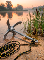 Якорь складной 3.5кг серый с якорной намоткой, толщина 8мм, длина 30м