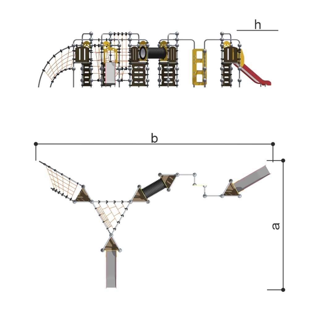Детский спортивно-игровой комплекс с сеткой серия "Сфера" Romana 057.47.00