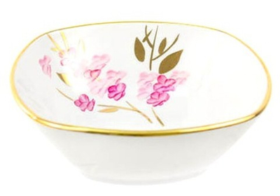 Салатник фарф 150мл квадр. Розовая ветка с3254