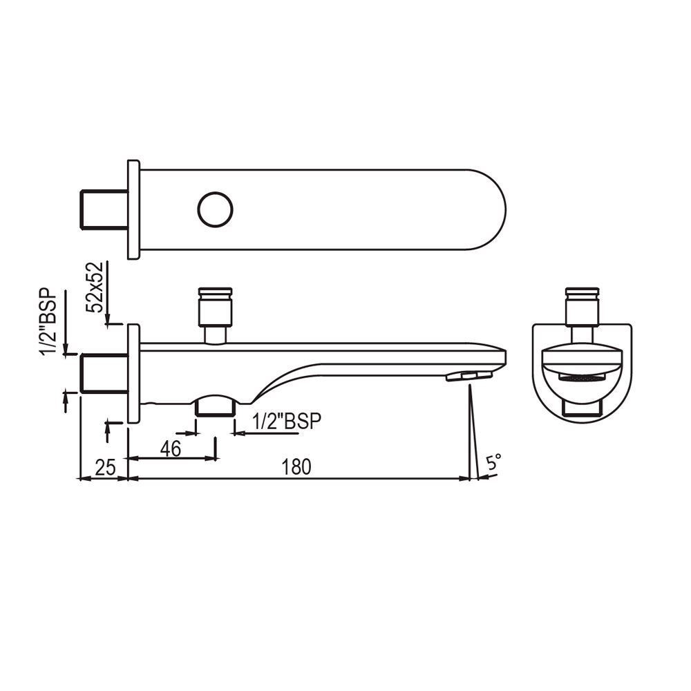 Излив для ванны Opal Prime, с переключением на руч. душ, Хром SPJ-CHR-15463PM