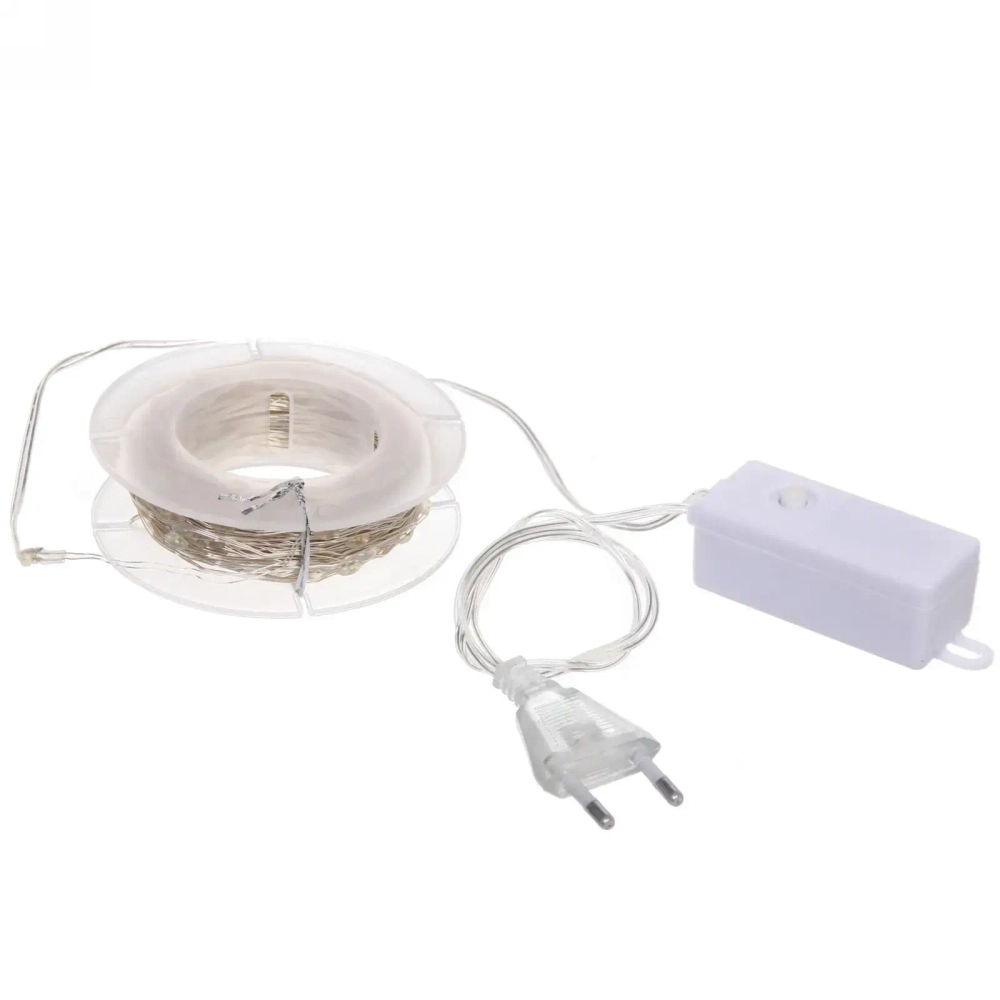 Гирлянда для дома НИТЬ «Роса» 20 м 200 ламп LED, 8 реж,IP-20, Теплый белый