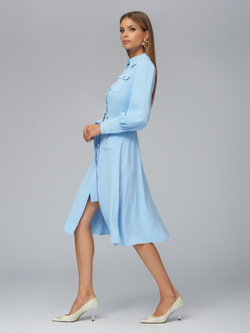 Платье-миди с карманами голубое