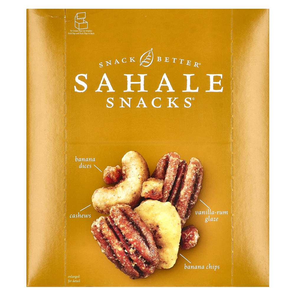 Sahale Snacks, глазированная смесь, со вкусом банана и рома, 9 пакетиков по 42,5 г (1,5 унции)