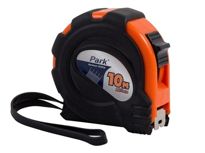 Рулетка 10*25мм с фиксатором, прорезиненный корпус Park TM30-10025