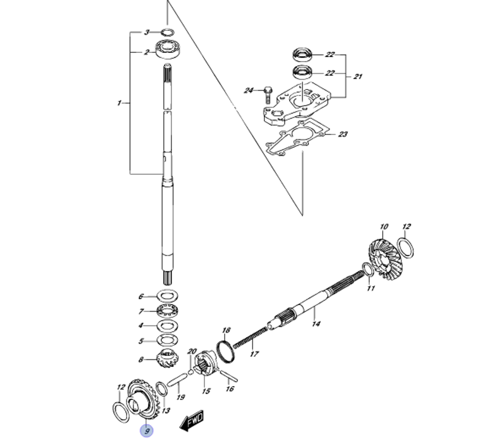 Шестерня ведомая Suzuki DF9.9-DF20