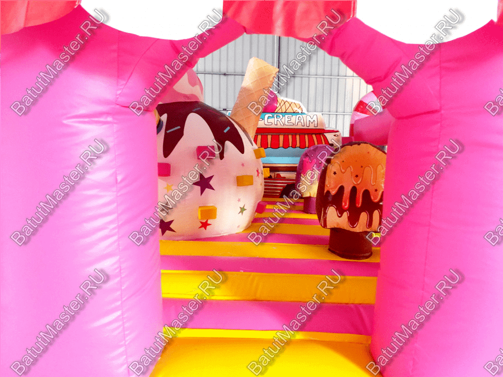 Коммерческий надувной батут "Мороженое розовое" 6*4*2,8 м
