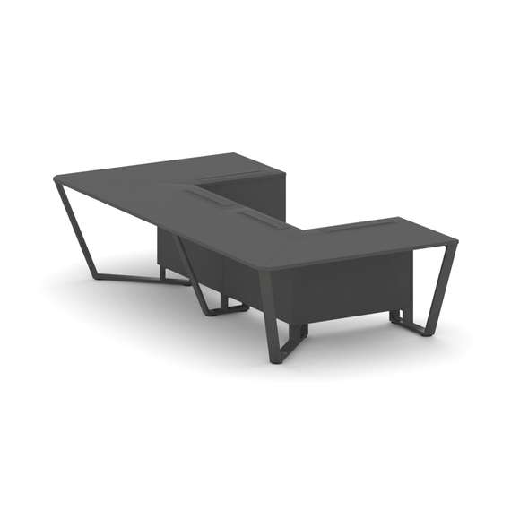 Steel Meet Стол переговорный П-образный KDK-PR.B.SP-07P Антрацит/Металл Антрацит 1600*3200*750