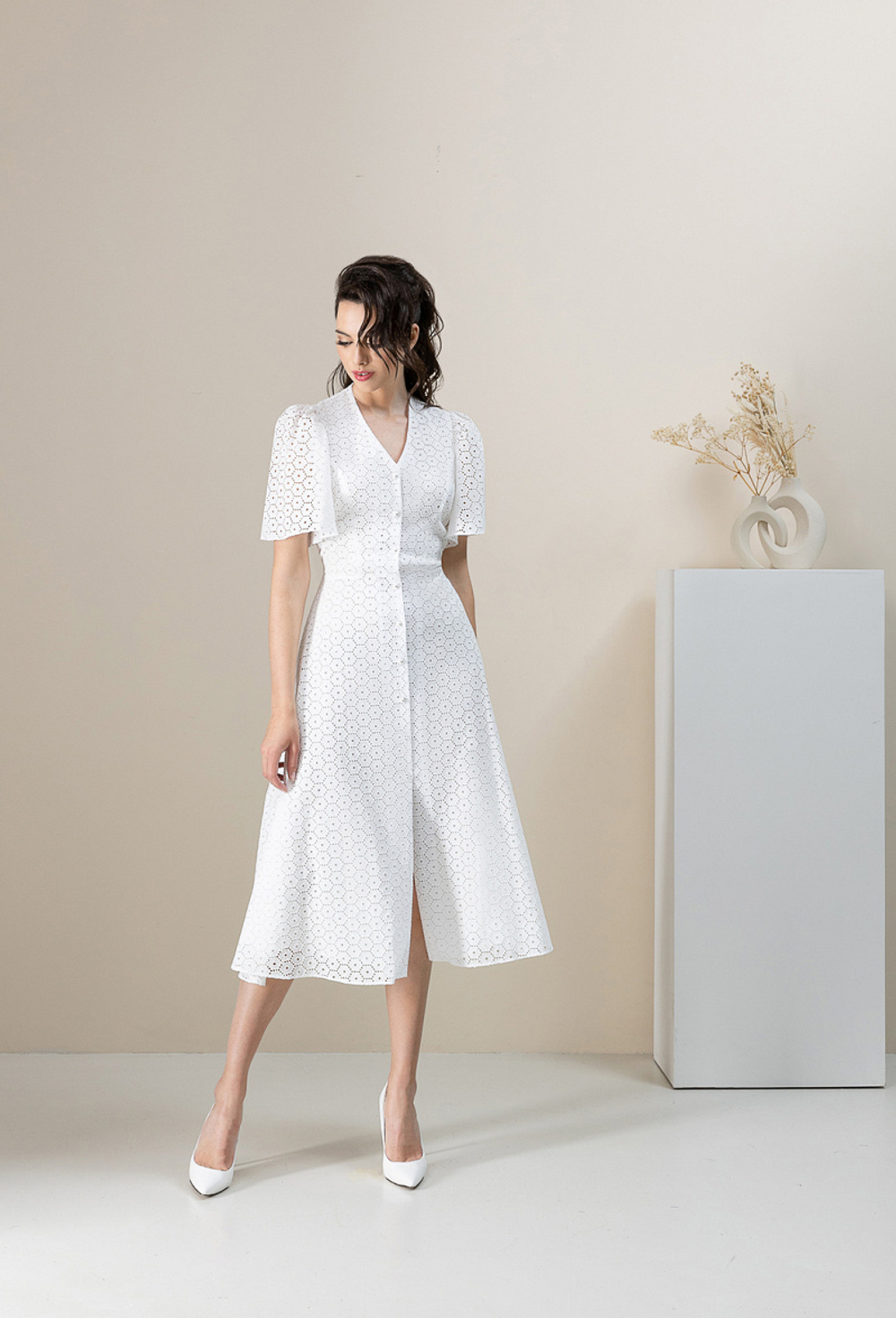 Хлопковое платье белое 06-02-23 SS
