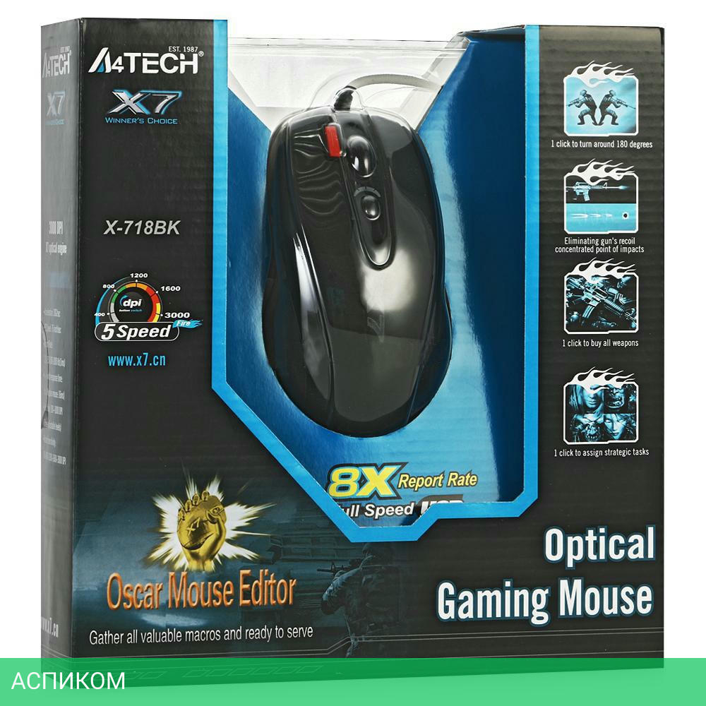 Мышь A4Tech X-718BK
