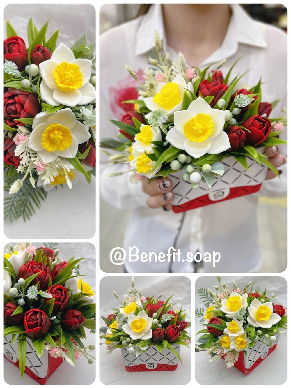 Букет из мыла «Тюльпаны и нарциссы, рэд»