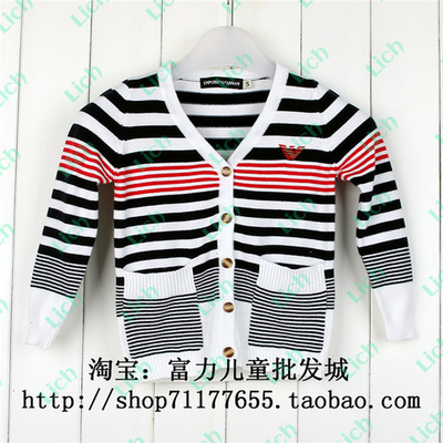 Кардиган в контрастную полоску различной ширины на пуговицах