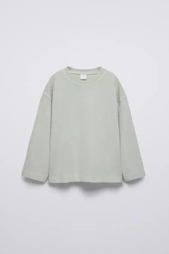 ZARA ФУТБОЛКА ИЗ ТКАНИ С ЭФФЕКТОМ ПОТЕРТОСТИ, ВОДЯНИСТЫЙ ЗЕЛЕНЫЙ