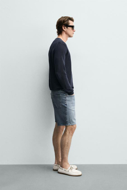 ZARA ДЖИНСОВЫЕ ШОРТЫ REGULAR FIT, ВЫЦВЕТШИЙ СИНИЙ