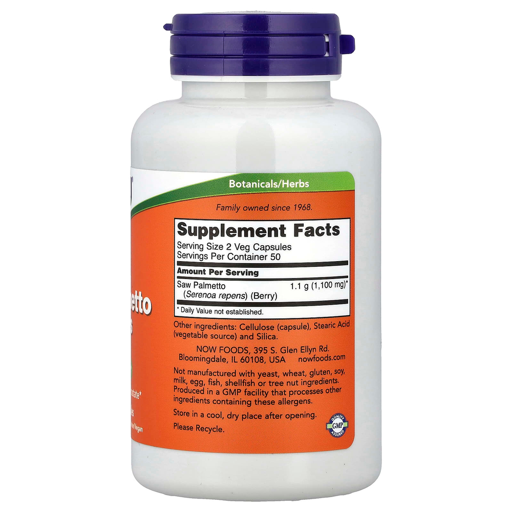 NOW Foods, Ягоды серенои, 550 мг, 100 растительных капсул
