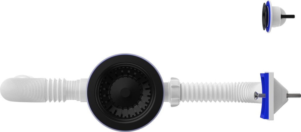 СИФОН ДЛЯ МОЙКИ 3 1/2Х40 AQUANT С ЧЁРНОЙ МЕТ.РЕШ. 40Х40/50