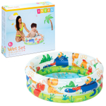 Бассейн надувной Intex 57106 Dino Buddies 61х22 см / Круглый трехсекционный бассейн Пляжные друзья Интекс с надувным дном для дачи