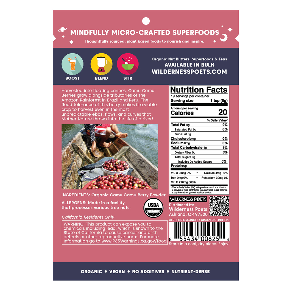Wilderness Poets, порошок из органических ягод каму-каму, 99 г (3,5 унции)