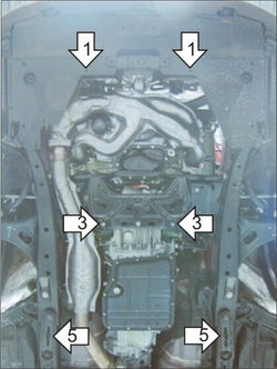 Защита картера Двигателя, КПП. 5 мм, Алюминий. для Subaru Outback 2009-2012, Subaru Outback 2012-2015, Subaru Legacy 2009-2015 MOTODOR.32220