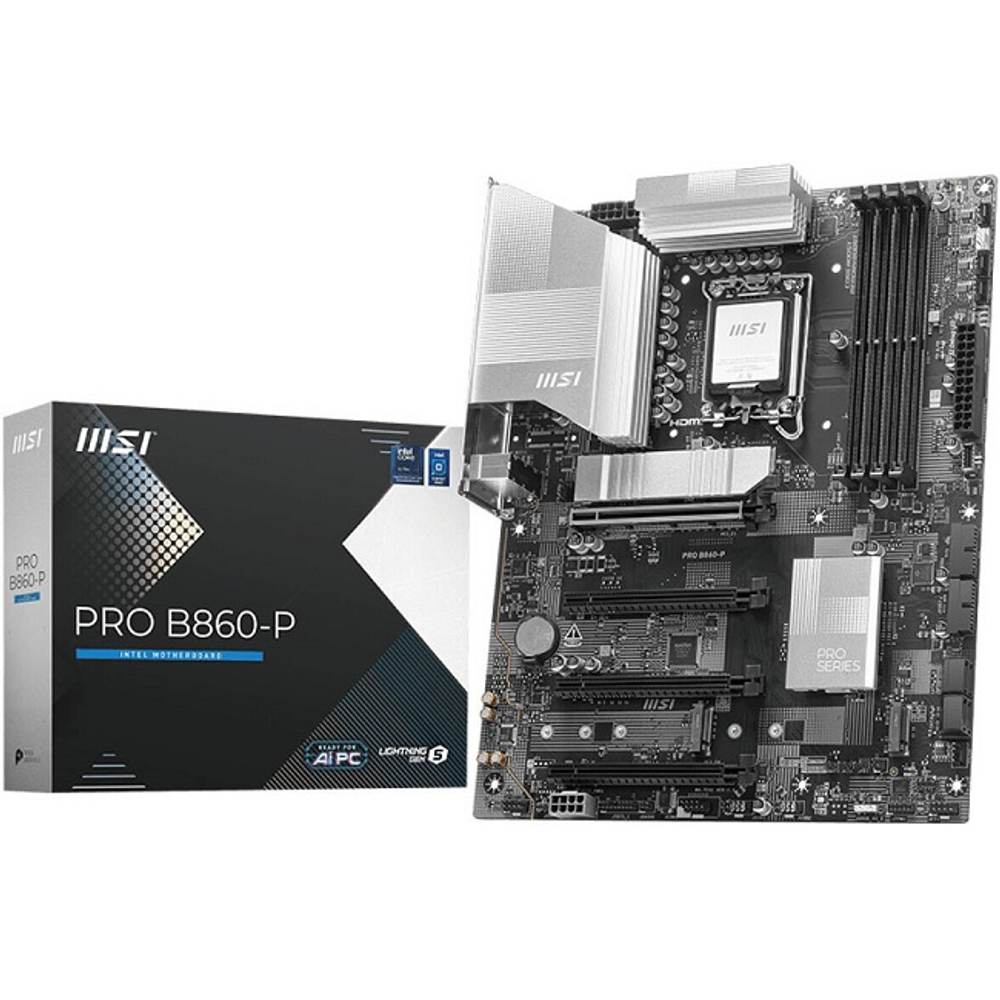 Материнская плата MSI PRO B860-P (LGA1851/B860/4xDDR5/4xPCI-Ex16/3xM.2/SB7.1/GLAN/DisplayPort/HDMI/USB Type C/ATX)