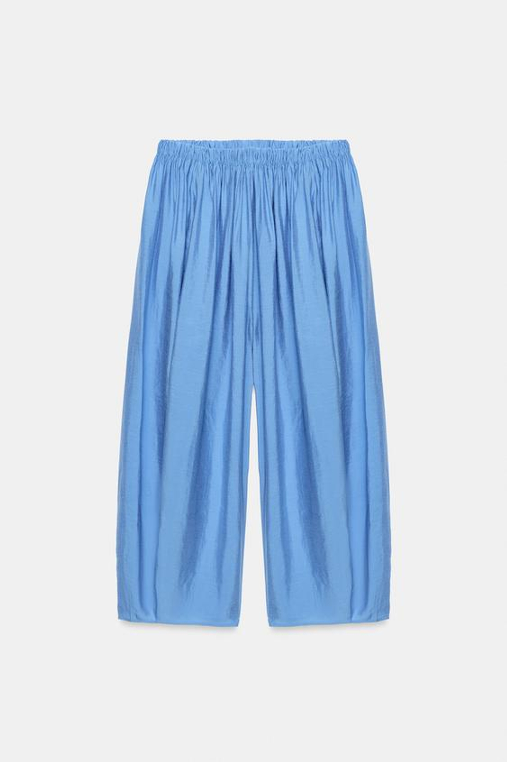 ZARA ОБЪЕМНЫЕ СТРУЯЩИЕСЯ БРЮКИ, СИНИЙ