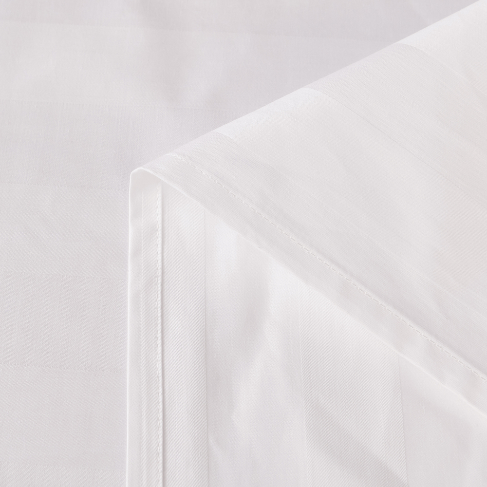 Простыня Страйп Сатин Однотонный Отель белый 100% хлопок 3x3 R3CTH037150230