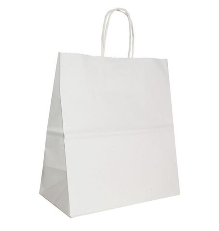 Пакет подар. бумажн. 25*22*12 см, 80 гр/м2 Белый, крученые ручки