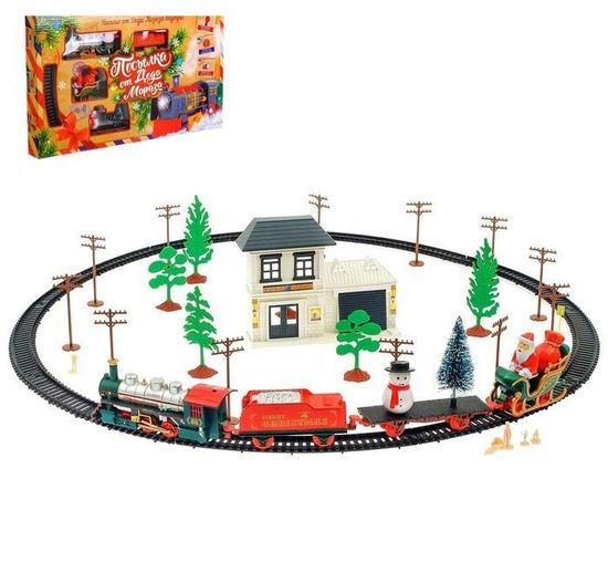 Железная дорога "Посылка от Деда Мороза", работает от батареек