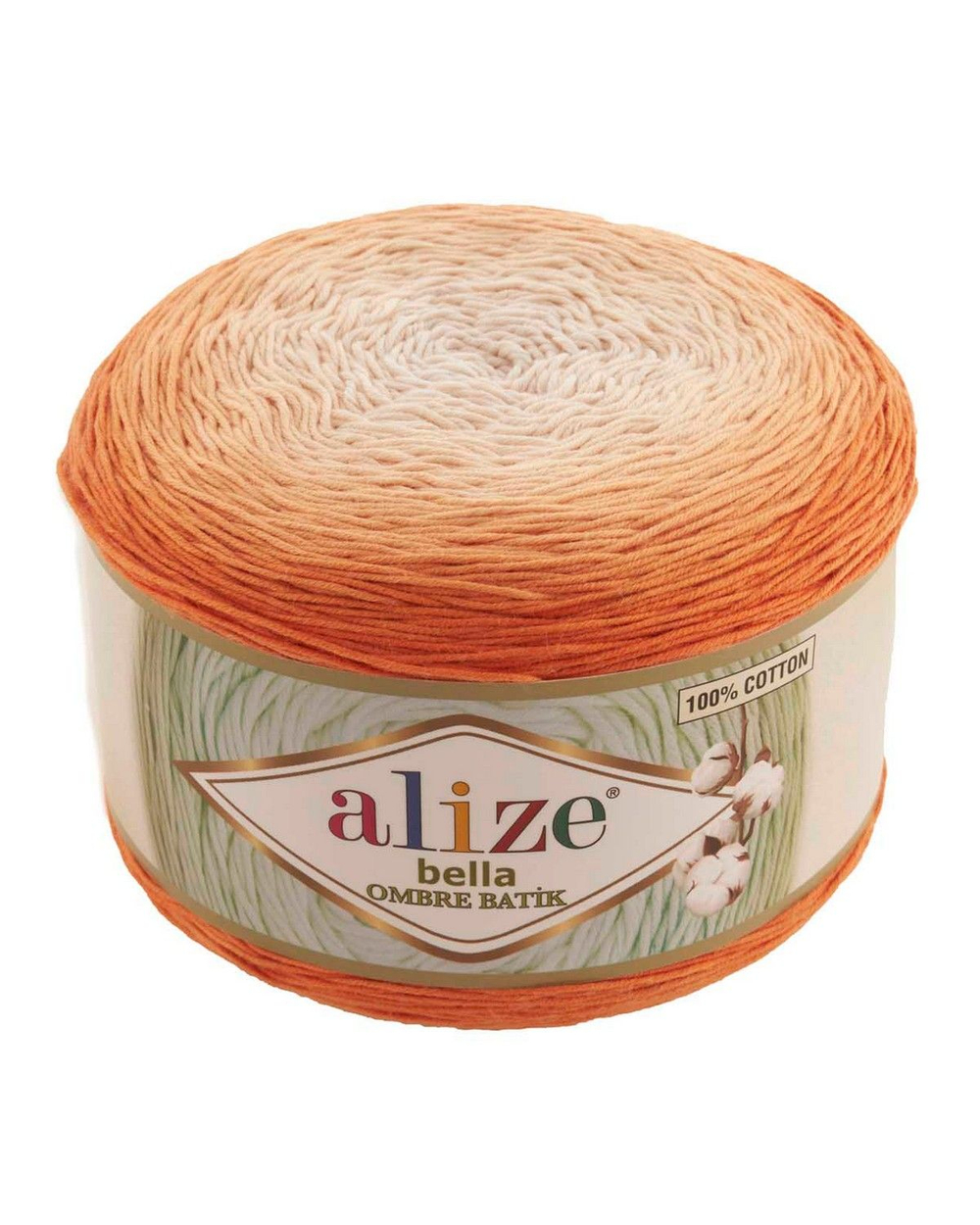 Белла омбре батик (Bella ombre batik) пряжа Alize 100%хлопок 1х250гр/900м 7403 оранжевый